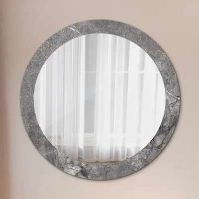 Produktbild von Spiegel Rund mit Aufdruck - Wandspiegel Design Wandmontage – Badspiegel - Rundspiegel - Rustikal Marmor - Rund: Ø80cm