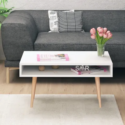 Image de Skye Decor, Via, table basse, blanc, 100 % PANNEAUX DE SPANCE REVÊTUS DE MÉLAMINE, 80 x 45 x 53,6 cm