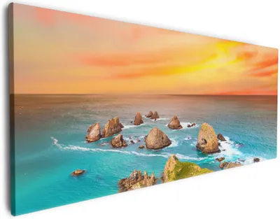 Produktbild von Wallario Premium Leinwandbild Himmel am Abend in Größe 50 x 125 cm