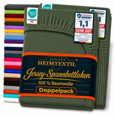 Produktbild von Doppelpack Jersey Spannbettlaken 140 - 160 x 200 cm Dunkelgrün