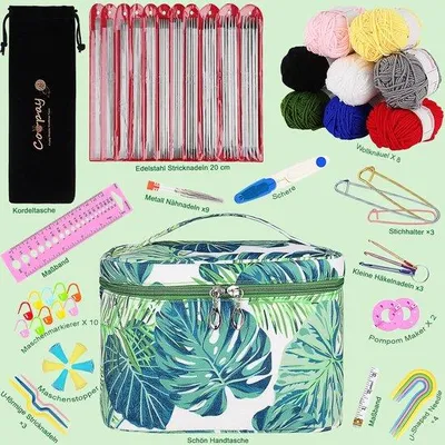 Produktbild von Famanu Stricknadeln Set für Anfänger - 11 Größen, Zubehör und Tasche