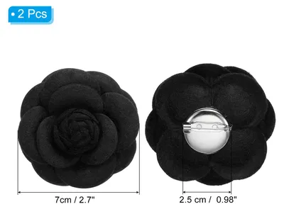 Produktbild von Camellia Stoffnadel, 2 Stš¹ck Blumenbrosche Kš¹nstliche Blumenbroschen fš¹r Frauen Stoff Hochzeit Party Dekor Accessoires Schmuck Geschenk, Schwarz