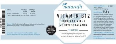 Produktbild von naturafit Vitamin B 12 Kapseln, 90 St. Kapseln