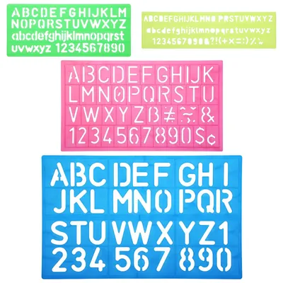 Produktbild von Schablonenset für Buchstaben und Zahlen - Kunststoff Schablonen - 4 Stück