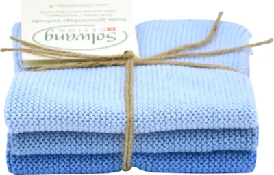 Produktbild von Solwang Wischtuch EISBLAU KOMBI gestrickt 3er Set Küchentuch Spültuch Putztuch