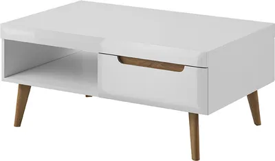 Produktbild von Couchtisch NORDI NL107 Wohnzimmer Kaffeetisch Weiß / Weiß Hochglanz / Eiche Riviera