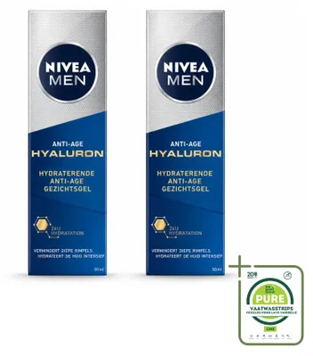 Produktbild von 2 x NIVEA MEN Anti-Age Feuchtigkeitsgel mit Hyaluron - 50 ml - Großpackung - 2 Stücke