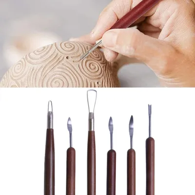 Produktbild von 6-teiliges Set aus hölzernen Töpferwerkzeugen - Bildungsmaterialien