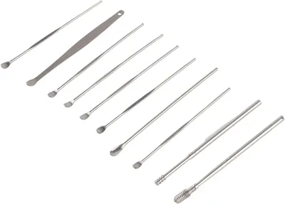 Image de Kit d'outils pour le nettoyage des oreilles - Enlèveur de cérumen - Nettoyant pour les oreilles - Acier inoxydable durable - 6 pièces - Argenté