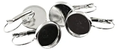 Produktbild von Vintageparts Brisuren Messing platiniert 12 mm Cabochon, 6 Stück