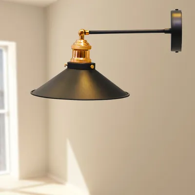 Produktbild von Wandleuchte Innen aus Metall Schwarz, Wandlampe Innen, Wanddeko Wohnzimmer, Wandlampe Badezimmer, Wandleuchte Schlafzimmer, Deko Wohnzimmer - Schwarz