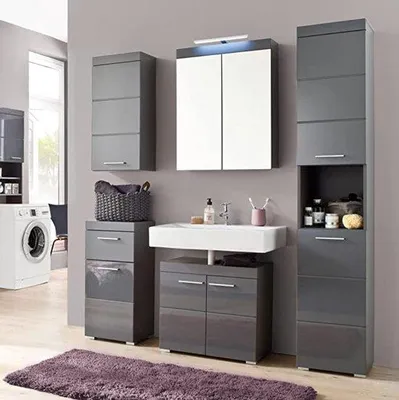 Produktbild von Badezimmerschrank Hochglanz 163x190x34cm