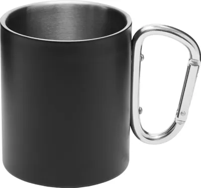 Produktbild von Edelstahl Becher mit Karabinerhaken Trinkbecher 300 ml Kaffeebecher Doppelwandig