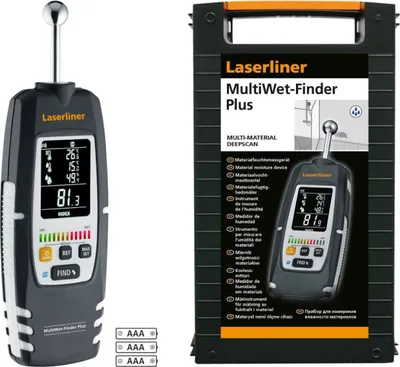 Produktbild von Laserliner MultiWet-Finder Plus, Digital, Rechteckig, AAA, 1,5 V, 0 - 50 °C, Akku