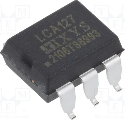 Imagen del producto de 1x Relé: Semiconductor, máximo 200mA, 350VAC. Voltaje de control: 50mA, 10Ω. Modelo: LCA127S. Relé monofásico