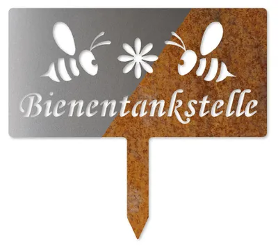 Produktbild von Edelrost Beetstecker Bienentankstelle 30 x 15 cm