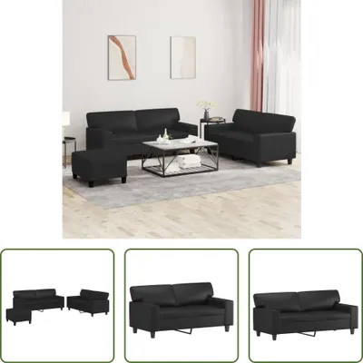 Zdjęcie produktu dla 3-częściowy zestaw sof Living Store z czarnej imitacji skóry