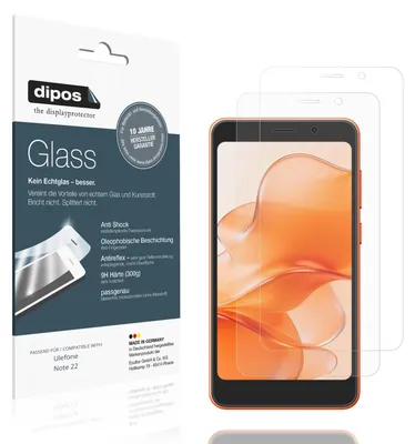 Produktbild von 2x Schutzfolie für Ulefone Note 22 matt - Anti-Shock 9H Folie dipos Glass Kunststoffglas