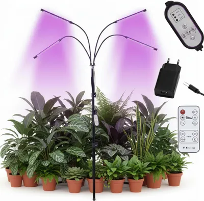 Produktbild von ACTIGET Pflanzenwachstumslampe mit 4 LED-Panels zur Beleuchtung, Kultivierung mit Timer, Fernbedienung, USB