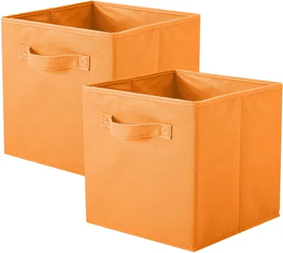 Image de Boîte de rangement, lot de 2 cubes de rangement pliables, boîte de rangement en tissu en forme de cube
