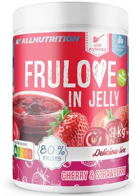 Produktbild von ALLNUTRITION Frulove In Jelly Cherry & Strawberry 1000g Sauerkirsche-Erdbeer-Konfitüre – bis zu 80% Fruchtanteil