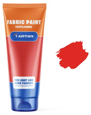 Produktbild von 7 Artists Stoffmalfarben Stofffarben Textilfarbe Rot Acrylfarbe Waschfest Auf Wasserbasis | Flasche 60 ml | Textilfarbe Waschmaschinenfest Nach Fixierung | Hochdeckend Für Dunkle Stoffe – Deckweiß