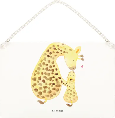 Produktbild von Mr. & Mrs. Panda Schild Giraffe Kind DIN A5 - Weiß - Geschenk, Afrika, Mama, wandtafel, Sohn, Türschild, Lieblingsmensch, Tochter, holzbild, kleine aufmerksamkeit, Mutter