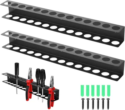 Produktbild von Werkzeughalter 40 cm, 2 Stücke, 14 Fächer, Kohlenstoffstahl, für Werkstatt