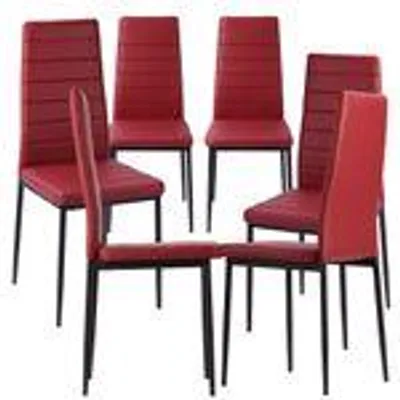 Produktbild von Esszimmerstühle 2/4/6/8 Set Stuhl Küchenstuhl Wohnzimmerstühle Kunstleder Stühle , Set:6er;Farbe:Dunkelrot