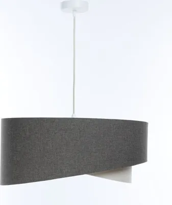 Immagine prodotto di Lampada a sospensione in tessuto E27 Ø 60 cm rotonda H: max. 95 cm Bianco Grigio Crema Moderna Lampada a sospensione