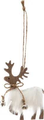Produktbild von Rentier-Hängedeko für den Weihnachtsbaum braun-weiss 11 cm - Einheitsgröße