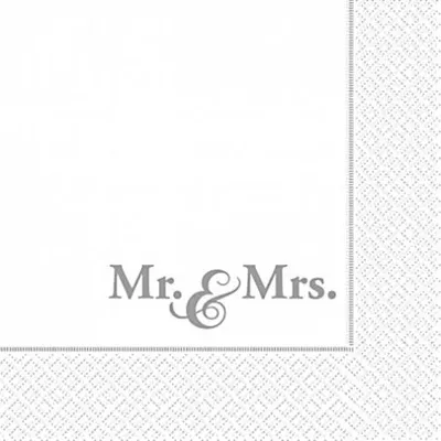 Produktbild von 20 SERVIETTEN 3 lg. " Mr.& Mrs. " HOCHZEIT SILBER GOLDHOCHJZEIT TISCHDEKO DEKO