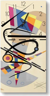 Produktbild von DEQORI Glasuhr 30x60 cm Zahlen 'Dreiecksgebilde' Wanduhr Glas Uhr Design leise