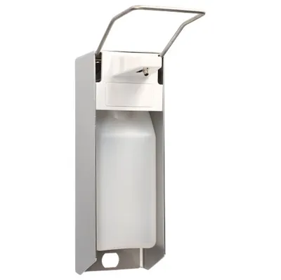 Produktbild von Medi-Inn Wandspender Eurospender Aluminium gebürstet mit Langarmhebel inkl. Leerflasche 1000 ml (1 Stück)
