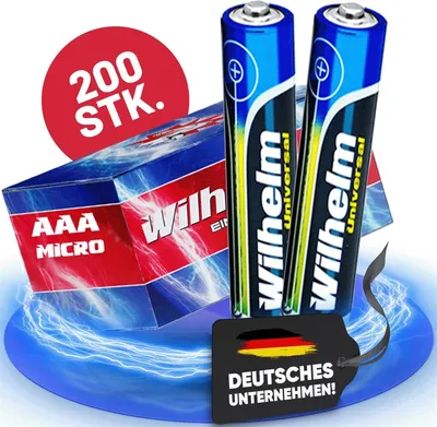 Produktbild von 200 AAA Mikro Wilhelm Universal Alkaline Batterien im Shrink LR03