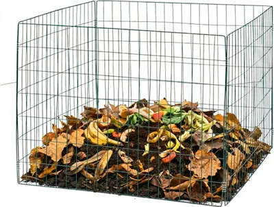Produktbild von Relaxdays Komposter Metall, Biokomposter für den Garten, HxBxT: 70 x 90 x 90 cm, 560 Liter, Drahtkomposter, grün