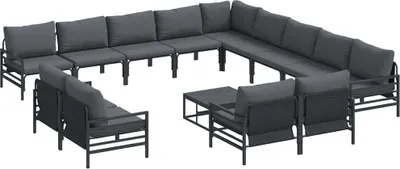 Immagine prodotto di vidaXL Set di divani da giardino con cuscini 14 pezzi Acciaio nero