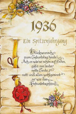 Produktbild von 90. Geburtstag Jahrgang 1936 Glückwunschkarte mit Umschlag und Innentext