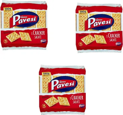 Produktbild von 3x Gran Pavesi Crackers salati Salzgebäck gesalzen 560g kekse gebäck