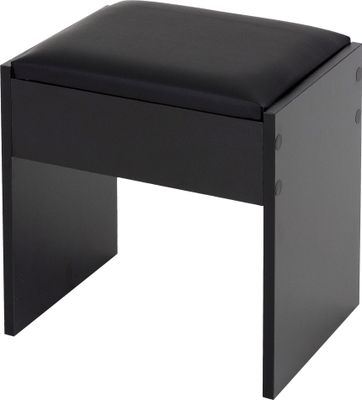 ECD Germany Schminkhocker 40x43x29,5 cm, Schwarz, aus Holz mit gepolstertem Kissen und Bezug aus Kunstleder, Moderner Polsterhocker Schminkhocker