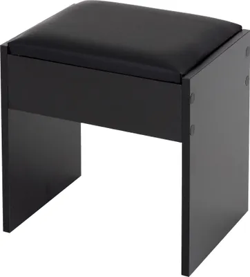 Produktbild von ECD Germany Schminkhocker 40x43x29,5 cm, Schwarz, aus Holz mit gepolstertem Kissen und Bezug aus Kunstleder, Moderner Polsterhocker Schminkhocker