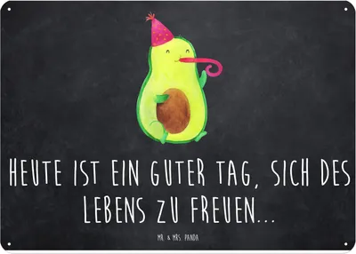 Produktbild von Mr. & Mrs. Panda Schild Avocado Feier DIN A4 - Kreidetafel - Geschenk, Blechschild, Party, tafel, Geburtstag, Tröte, Metallschild, Gute Laune, Wandbild, Türschild