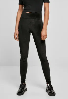 Image de Urban Classics Ladies High Waist Velvet Leggings noir - XXL