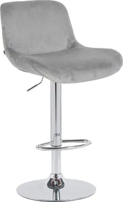 Produktbild von CLP Barhocker Solon Chrom höhenverstellbar und drehbar mit Rückenlehne grau Material Samt
