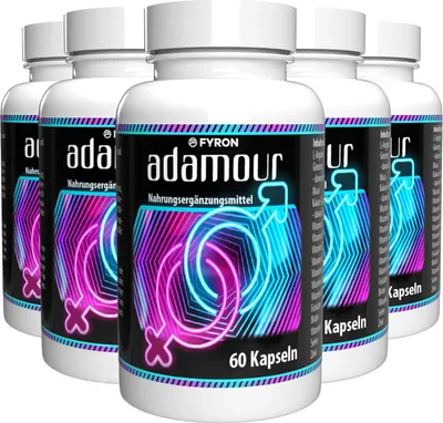 Produktbild von Adamour - 300 Kapseln (5x60) hochdosiert - L-Arginin, Zink, Selen, Maca & Ginseng - Original Schweizer Rezept - Vegan & Pflanzlich - 5er Pack