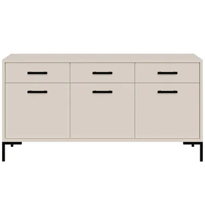 Produktbild von BEAUTYSOFA | Kommode SELENA 150 cm Kaschmir Kommode mit 3 Türen und 3 Schubladen – Sideboard modern mit Metallbeinen, Selbstschließend, Wohnzimmer