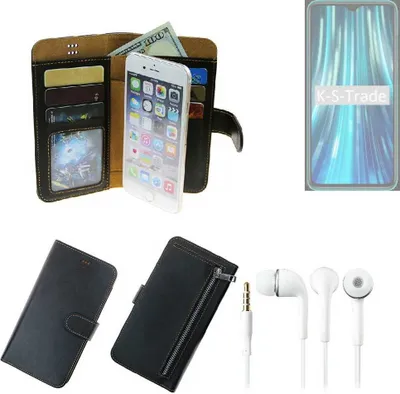 Produktbild von TOP SET Handy Hülle Schutz Hülle kompatibel mit Xiaomi Mi 9 Pro 5g  schwarz aus Kunstleder + Kopfhörer Smartphone Tasche vollwertige Geldbörse