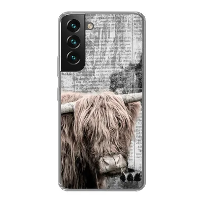 Produktbild von MuchoWow® Handyhülle Schutzhülle Hülle für Samsung Galaxy S22 Schottischer Hochländer - Vintage - Text Silikon Softcase Handy Hülle - Mobiltelefonhülle