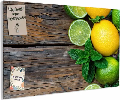 Produktbild von Magnettafel 90x60cm magnetisch & beschreibbar Metall-Board - Zitrusfruechte Holz