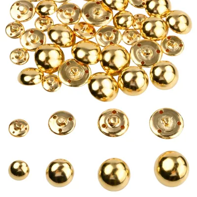 Goldene Knöpfe Set – 50 Stück, 5 Größen, Metall, Gold